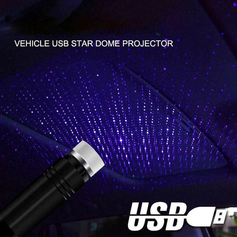 USB Car Interior Atmosphere Star Sky Lamp Ceiling Roof Light Car Ambient Light LED Projector Mini LED Car Roof Star Blue Light